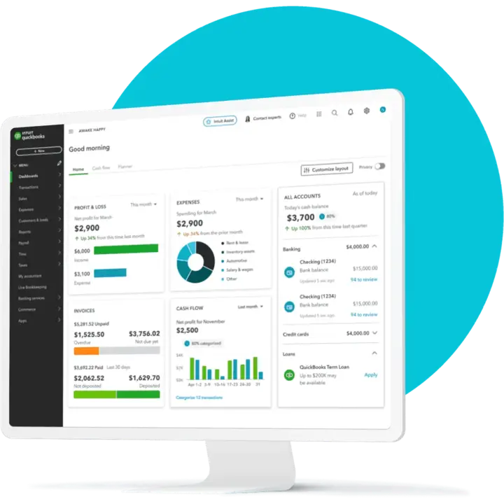 Cloud accounting dashboard